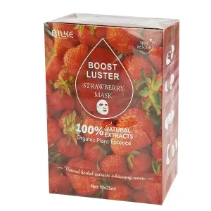 AILKE Boost Luster Skin Rescue Strawberry Face Mask – 100% Natural Herbal Extracts, Whitening & Skin Renewal (10 x 25ml)